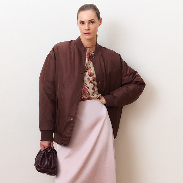 Cropped padded bomber jacket